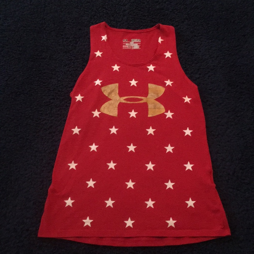 A red workout shirt